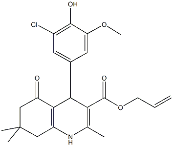 allyl 4-(3-chloro-4-hydroxy-5-methoxyphenyl)-2,7,7-trimethyl-5-oxo-1,4,5,6,7,8-hexahydro-3-quinolinecarboxylate 结构式