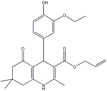 allyl 4-(3-ethoxy-4-hydroxyphenyl)-2,7,7-trimethyl-5-oxo-1,4,5,6,7,8-hexahydro-3-quinolinecarboxylate 结构式