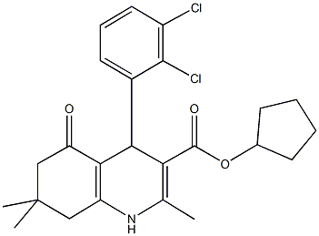 cyclopentyl 4-(2,3-dichlorophenyl)-2,7,7-trimethyl-5-oxo-1,4,5,6,7,8-hexahydroquinoline-3-carboxylate 结构式