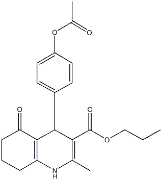 propyl 4-[4-(acetyloxy)phenyl]-2-methyl-5-oxo-1,4,5,6,7,8-hexahydroquinoline-3-carboxylate 结构式