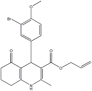 prop-2-enyl 4-[3-bromo-4-(methyloxy)phenyl]-2-methyl-5-oxo-1,4,5,6,7,8-hexahydroquinoline-3-carboxylate 结构式