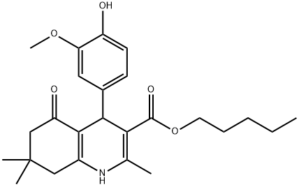 pentyl 4-[4-hydroxy-3-(methyloxy)phenyl]-2,7,7-trimethyl-5-oxo-1,4,5,6,7,8-hexahydroquinoline-3-carboxylate 结构式