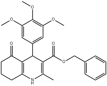 phenylmethyl 2-methyl-5-oxo-4-[3,4,5-tris(methyloxy)phenyl]-1,4,5,6,7,8-hexahydroquinoline-3-carboxylate 结构式