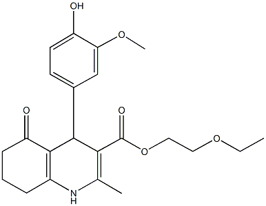 2-(ethyloxy)ethyl 4-[4-hydroxy-3-(methyloxy)phenyl]-2-methyl-5-oxo-1,4,5,6,7,8-hexahydroquinoline-3-carboxylate 结构式