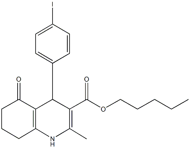 pentyl 4-(4-iodophenyl)-2-methyl-5-oxo-1,4,5,6,7,8-hexahydroquinoline-3-carboxylate 结构式