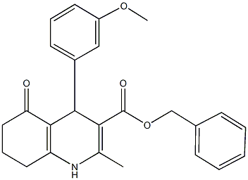 benzyl 4-(3-methoxyphenyl)-2-methyl-5-oxo-1,4,5,6,7,8-hexahydro-3-quinolinecarboxylate 结构式