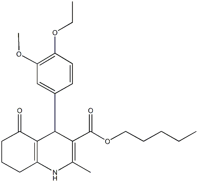 pentyl 4-[4-(ethyloxy)-3-(methyloxy)phenyl]-2-methyl-5-oxo-1,4,5,6,7,8-hexahydroquinoline-3-carboxylate 结构式