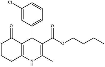butyl 4-(3-chlorophenyl)-2-methyl-5-oxo-1,4,5,6,7,8-hexahydro-3-quinolinecarboxylate 结构式