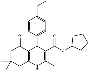 cyclopentyl 4-(4-ethylphenyl)-2,7,7-trimethyl-5-oxo-1,4,5,6,7,8-hexahydroquinoline-3-carboxylate 结构式