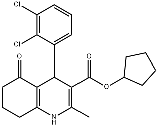 cyclopentyl 4-(2,3-dichlorophenyl)-2-methyl-5-oxo-1,4,5,6,7,8-hexahydroquinoline-3-carboxylate 结构式