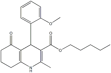 pentyl 2-methyl-4-[2-(methyloxy)phenyl]-5-oxo-1,4,5,6,7,8-hexahydroquinoline-3-carboxylate 结构式