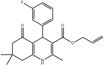 allyl 4-(3-fluorophenyl)-2,7,7-trimethyl-5-oxo-1,4,5,6,7,8-hexahydro-3-quinolinecarboxylate 结构式
