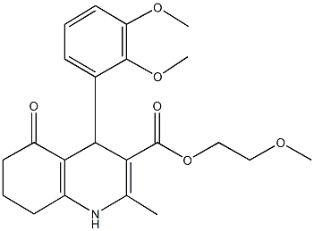 2-(methyloxy)ethyl 4-[2,3-bis(methyloxy)phenyl]-2-methyl-5-oxo-1,4,5,6,7,8-hexahydroquinoline-3-carboxylate 结构式