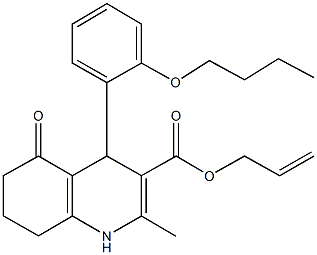 allyl 4-(2-butoxyphenyl)-2-methyl-5-oxo-1,4,5,6,7,8-hexahydro-3-quinolinecarboxylate 结构式