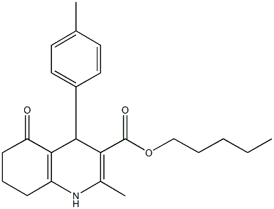 pentyl 2-methyl-4-(4-methylphenyl)-5-oxo-1,4,5,6,7,8-hexahydroquinoline-3-carboxylate 结构式
