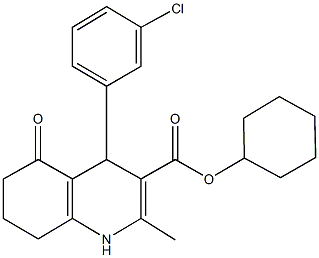 cyclohexyl 4-(3-chlorophenyl)-2-methyl-5-oxo-1,4,5,6,7,8-hexahydroquinoline-3-carboxylate 结构式