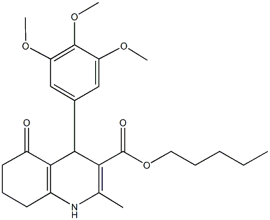 pentyl 2-methyl-5-oxo-4-[3,4,5-tris(methyloxy)phenyl]-1,4,5,6,7,8-hexahydroquinoline-3-carboxylate 结构式