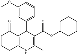cyclohexyl 2-methyl-4-[3-(methyloxy)phenyl]-5-oxo-1,4,5,6,7,8-hexahydroquinoline-3-carboxylate 结构式