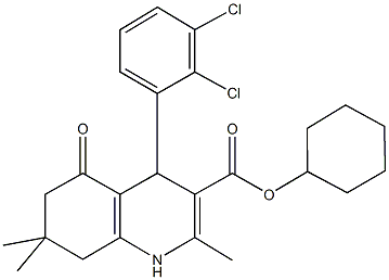 cyclohexyl 4-(2,3-dichlorophenyl)-2,7,7-trimethyl-5-oxo-1,4,5,6,7,8-hexahydroquinoline-3-carboxylate 结构式