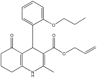 prop-2-enyl 2-methyl-5-oxo-4-[2-(propyloxy)phenyl]-1,4,5,6,7,8-hexahydroquinoline-3-carboxylate 结构式