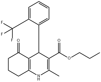 propyl 2-methyl-5-oxo-4-[2-(trifluoromethyl)phenyl]-1,4,5,6,7,8-hexahydroquinoline-3-carboxylate 结构式