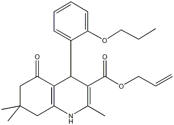 prop-2-enyl 2,7,7-trimethyl-5-oxo-4-[2-(propyloxy)phenyl]-1,4,5,6,7,8-hexahydroquinoline-3-carboxylate 结构式