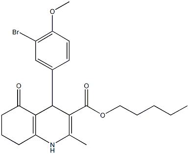 pentyl 4-[3-bromo-4-(methyloxy)phenyl]-2-methyl-5-oxo-1,4,5,6,7,8-hexahydroquinoline-3-carboxylate 结构式