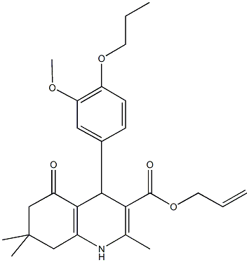 prop-2-enyl 2,7,7-trimethyl-4-[3-(methyloxy)-4-(propyloxy)phenyl]-5-oxo-1,4,5,6,7,8-hexahydroquinoline-3-carboxylate 结构式