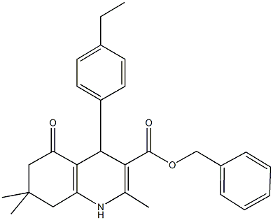 benzyl 4-(4-ethylphenyl)-2,7,7-trimethyl-5-oxo-1,4,5,6,7,8-hexahydro-3-quinolinecarboxylate 结构式