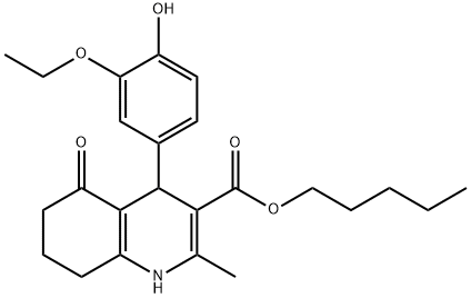 pentyl 4-(3-ethoxy-4-hydroxyphenyl)-2-methyl-5-oxo-1,4,5,6,7,8-hexahydro-3-quinolinecarboxylate 结构式