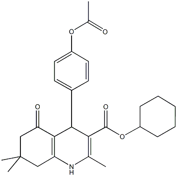 cyclohexyl 4-[4-(acetyloxy)phenyl]-2,7,7-trimethyl-5-oxo-1,4,5,6,7,8-hexahydroquinoline-3-carboxylate 结构式