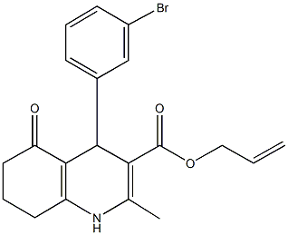 prop-2-enyl 4-(3-bromophenyl)-2-methyl-5-oxo-1,4,5,6,7,8-hexahydroquinoline-3-carboxylate 结构式