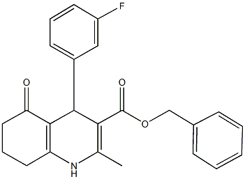 benzyl 4-(3-fluorophenyl)-2-methyl-5-oxo-1,4,5,6,7,8-hexahydro-3-quinolinecarboxylate 结构式