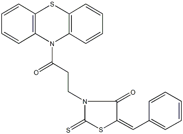 5-benzylidene-3-[3-oxo-3-(10H-phenothiazin-10-yl)propyl]-2-thioxo-1,3-thiazolidin-4-one 结构式