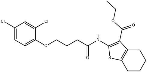 ethyl 2-{[4-(2,4-dichlorophenoxy)butanoyl]amino}-4,5,6,7-tetrahydro-1-benzothiophene-3-carboxylate 结构式