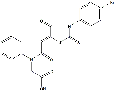 {3-[3-(4-bromophenyl)-4-oxo-2-thioxo-1,3-thiazolidin-5-ylidene]-2-oxo-2,3-dihydro-1H-indol-1-yl}acetic acid 结构式