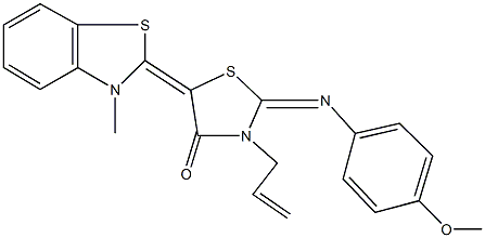 3-allyl-2-[(4-methoxyphenyl)imino]-5-(3-methyl-1,3-benzothiazol-2(3H)-ylidene)-1,3-thiazolidin-4-one 结构式