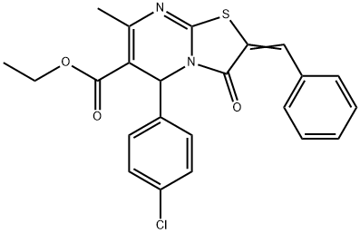 ethyl 2-benzylidene-5-(4-chlorophenyl)-7-methyl-3-oxo-2,3-dihydro-5H-[1,3]thiazolo[3,2-a]pyrimidine-6-carboxylate 结构式