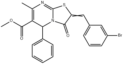methyl 2-(3-bromobenzylidene)-7-methyl-3-oxo-5-phenyl-2,3-dihydro-5H-[1,3]thiazolo[3,2-a]pyrimidine-6-carboxylate 结构式