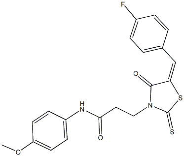 3-[5-(4-fluorobenzylidene)-4-oxo-2-thioxo-1,3-thiazolidin-3-yl]-N-(4-methoxyphenyl)propanamide 结构式