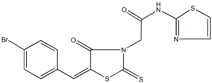 2-[5-(4-bromobenzylidene)-4-oxo-2-thioxo-1,3-thiazolidin-3-yl]-N-(1,3-thiazol-2-yl)acetamide 结构式