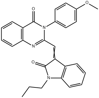 3-(4-methoxyphenyl)-2-[(2-oxo-1-propyl-1,2-dihydro-3H-indol-3-ylidene)methyl]-4(3H)-quinazolinone 结构式