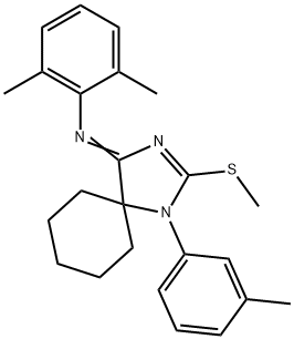 N-(2,6-dimethylphenyl)-N-[1-(3-methylphenyl)-2-(methylsulfanyl)-1,3-diazaspiro[4.5]dec-2-en-4-ylidene]amine 结构式