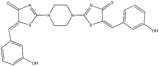 5-(3-hydroxybenzylidene)-2-{4-[5-(3-hydroxybenzylidene)-4-oxo-4,5-dihydro-1,3-thiazol-2-yl]-1-piperazinyl}-1,3-thiazol-4(5H)-one 结构式