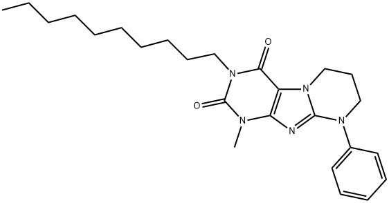 3-decyl-1-methyl-9-phenyl-6,7,8,9-tetrahydropyrimido[2,1-f]purine-2,4(1H,3H)-dione 结构式