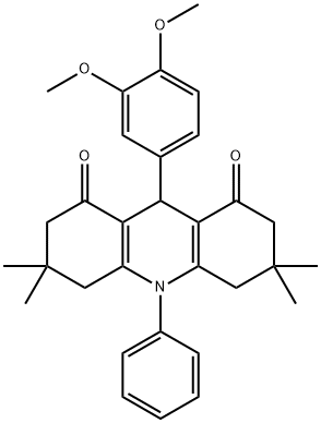 9-(3,4-dimethoxyphenyl)-3,3,6,6-tetramethyl-10-phenyl-3,4,6,7,9,10-hexahydro-1,8(2H,5H)-acridinedione 结构式