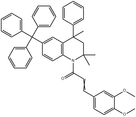1-[3-(3,4-dimethoxyphenyl)acryloyl]-2,2,4-trimethyl-4-phenyl-6-trityl-1,2,3,4-tetrahydroquinoline 结构式