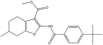 methyl 2-[(4-tert-butylbenzoyl)amino]-6-methyl-4,5,6,7-tetrahydro-1-benzothiophene-3-carboxylate 结构式