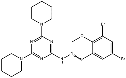 3,5-dibromo-2-methoxybenzaldehyde [4,6-di(1-piperidinyl)-1,3,5-triazin-2-yl]hydrazone 结构式