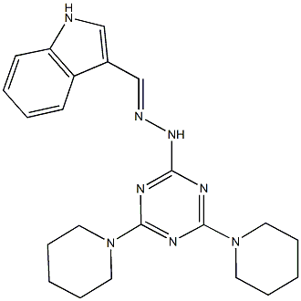 1H-indole-3-carbaldehyde [4,6-di(1-piperidinyl)-1,3,5-triazin-2-yl]hydrazone 结构式